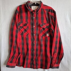 Legendary Whitetails Mens‎ XLT Tall Shirt Red Button Flannel Heavy Long Sleeve